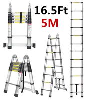 KINGSO Telescoping Ladder 16.5 FT Aluminum Extention Ladder, ONE-Button RETRACTION Portable Ladder ANSI Certified Extendable Ladder with Spring Loaded Locking Mechanism, 330 Pound Capacity