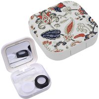 Portable Contact Lens Case Box Travel Kit Mirror + Bottle + Tweezers Container Holder [ Fantasy Flowers Natural ]