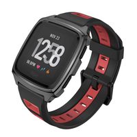 MIJOBS Sport Bands Compatible Fitbit Versa/Lite/SE, Silicone Breathable Strap Replacement Wristbands Water Resistant Fitness Straps Accessories for Women Men (GT, Black and red)