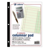 Adams Analysis Pad, 8 1/2" x 11", 100 Pages (50 Sheets), 2 Columns, Green