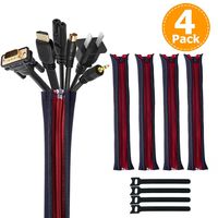 Zepthus Cable Management Sleeve, 4 Pack Cable Management Sleeve with Zipper Fastening Cable Ties Cord Management System for TV/Computer/Home Entertainment,Cable Cord Sleeve Wrap Cover Organizer