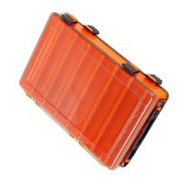 12/16 Compartments Double Sided Fishing Tackle Box Visible Hard Plastic Clear Fishing Lure Bait Squid Jig Minnows Hooks Accessory Storage Case Container (16-Compartment Double-Sided-Orange)
