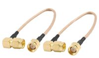 YXQ 2Pcs Coaxial Cable SMA Male to Male RF Right Angle Extension Cable Plug Jumper Pigtail 6 Inch