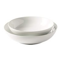Denmark White Porcelain Chip Resistant Scratch Resistant Commercial Grade Serveware, 2 Piece Nesting Shallow Serving Bowls