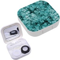 Portable Contact Lens Case Box Travel Kit Mirror + Bottle + Tweezers Container Holder [ Blue Fabric ]