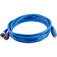 Seismic Audio 6 Foot Blue 3.5mm Dual Male Audio Y-Splitter Cable-1/8 to 2-RCA (SA-iRCA6)