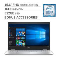 Dell Inspiron 15 5000 2019 Premium 15.6 FHD Touch-Screen Laptop Computer,4-Core Intel i5-8265U 1.60 GHz,16GB RAM, 512GB SSD,Backlit Keyboard,Webcam,Bluetooth,Wi-Fi,HDMI,Win 10 Home, Bonus Accessories