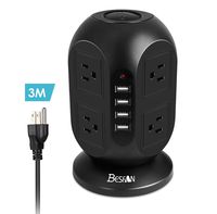BESFAN Power Strip Surge Protector 8 Outlet 4 USB Ports Multi Plug Outlet with 10Ft Long Extension Cord (Black)