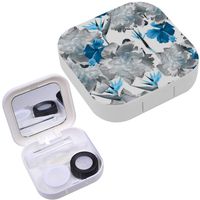 Portable Contact Lens Case Box Travel Kit Mirror + Bottle + Tweezers Container Holder [ Gorgeous Floral Blossom Peonies ]