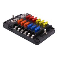 Kinbelle 12 Way Blade Fuse Box Holder Standard Circuit Box Block with LED Light Indication Protection Cover for Car Boat Marine Car Truck Vehicle SUV RV