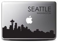 Seattle Skyline (15 Inch) Black Macbook Decal #4 - Laptop Decal