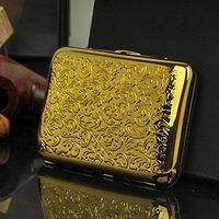 MODEBESO(TM) Flower Engraving Gold Color Copper Metal Cigarette Case Holder China Holds 20 Cigarette