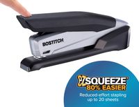 Bostitch Office Executive Stapler - 3 in 1 Stapler - One Finger, No Effort, Spring Powered Stapler, Black/Gray (INP20)