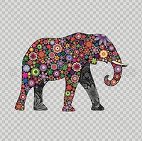 Decals Stickers Floral Elephant Elephas room Feng shui Tablet Laptop Waterproof Sports Bike 5 X 3,48 Inches Color