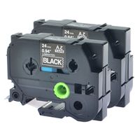 GREENCYCLE 2 Pack Compatible for Brother Laminated Labeling Tape Cassette White on Black 24 mm x 8 m 1'' 26.2ft TZe355 TZ-355 TZe-355 TZ355 TZe TZ 355 P-Touch PT2430PC PT-P700 PT-P750W Label Marker