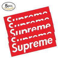 5 Pcs Supreme Box Logo Sticker (7.5 Inches x 2.2 Inches) Waterproof and Oil Proof Sticker Car Sticker, Skateboard Sticker, Laptop Stickers, Luggage Sticker, Custom Sticker DIY Red