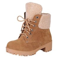 2019 Winter Warm Snow Boots for Women Lace Up Fur Lined Comfort Suede Chunky Block Heel Shoes Ankle Booties Sopzxclim