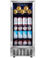 Beverage Refrigerator 15 Inch by Aobosi, 94 Cans Beverage Cooler Built-in with Compressor Cooling System, Adjustable Shelves, Quiet Operation, Fashion Beverage Fridge for Beer, Soda, Water or Wine