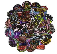 Waterproof Vinyl Water Bottle Stickers Pack for Laptop Phone Back to School, Trendy Aesthetic Cool Car Decal Stickers for Ipad Luggage for Teens, Girls, Adults (50 Pcs Neon Style)
