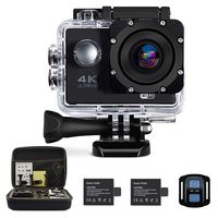 Oileus 4K Action Camera, Underwater Waterproof Camcorder, 1080P 16MP 170°Wide Angle, WiFi Sports Cam with Remote 2 PC 1050 MAh Rechargeable Batteries and 21 Accessories Kit