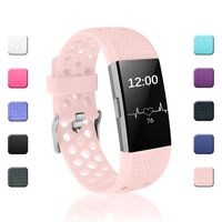 POY Replacement Bands Compatible for Fitbit Charge 2, Adjustable Breathable Wristbands with Air Holes Straps, Small Lightpink