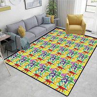 Bigdatastore Paisley Rug Pads, Colorful Meditation Pattern with Various Poses from Spiritual Movement, Durable Rugs - Living, Dinning, Office, Rooms & Bedrrom, Hallway Carpet(4'x 6')