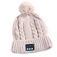 Bluetooth Beanie Hat Music Knit Hat Cap with Speakerphone Stereo Headphone Womens Faux Fur Knit Beanie with Pom Pom