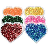 Libiline 12pcs Big Love Heart with Sequin Kid Embroidered Heart Shaped Patch Sew On/Iron On Patch Applique Clothes Dress Plant Hat Jeans Sewing Flowers Applique DIY Accessory (Love-Heart)