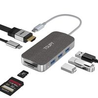 TSUPY USB C HUB 7 in 1 Leather Type C HUB, 4K USB C to HDMI, Fast Power Delivery,3 USB 3.0 Ports&SD/TF Card Reader for MacBook Pro 2019-2016,XPS,Chromebook,Surface Go and More USB C Devices
