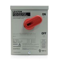 Leviton N3602 60 Amp, 600 Volt, Toggle In Type 3R Enclosure, Double-Pole, AC Motor Starting Switch, Suitable as Motor Disconnect, Industrial Grade, Black
