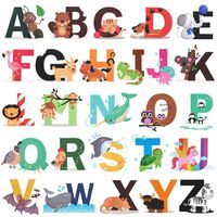 Alphabet Wall Decals, H2MTOOL Removable Animal ABC Wall Stickers for Kids Nursery Room Decor (Alphabet)
