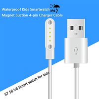 BowJet Smartwatch 4-pin USB Magnet Suction Interface Charging Cable Waterproof IP67 Smart Watch Phone S7 S2 (White)