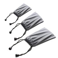 3 PCS Waterproof Carrying Storage Pouch Case Bags Drawstring Pocket Bags for Phones Power Bank Data Cable MP3 MP4 Accessories Bracelets Necklaces Rings Jewelry, etc, Gray