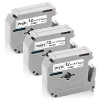 3-Pack Compatible with M-231 M Tape Cassettes 1/2inch M231 MK231 M-K231 Black on White Label Tape, Replace for Brother P Touch PT-70SP, PT-70SR, PT-100, PT-110, 0.47 Inch (12mm) x 26.2 Feet (8m)