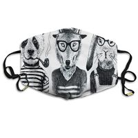 YUIOP Fashion Panda Cigar Fox and Rabbit Glasses Printed Mask Neutral Mask for Men and Women Polyester Dust-Proof Breathable Mask