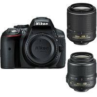 Nikon D5300 DX-Format Digital 24.2 MP SLR w/ 3.2" Vari-angle LCD, Wi-Fi (Black), 18-55mm f/3.5-5.6G VR AF-S DX Nikkor Zoom Lens and AF-S DX NIKKOR 55-200mm f/4-5.6G ED VR II Lens - Factory Refurbished
