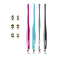 ELZO Capacitive Stylus Pens Premium Metal Slim Combo 4 Pcs with 6 Replacement Nanofiber Tips for Touch Screen Tablets Asus/Surface/Samsung/iPhone/iPad/LG and More (Black, Silver, Light Blue&Rose Red)
