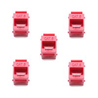 Dasunny 5Pcs Cat6 Keystone RJ45 Couplers Keystone, Female to Female, Red
