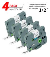 Label Orison 4PK Compatible with Brother P Touch Label Tape TZ Tape TZe-231 TZ231 TZe231 TZo231 1/2 inch Black on White Standard Laminated 12mm 0.47 Tapes