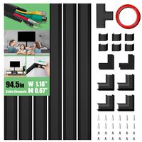 [2019 Upgrade] Cable Concealer, PVC Cord Cover, 94.5in Paintable Cord Hider to Hide Wires for TV & Computers in Home Office 6X L15.75in W1.18in H0.67in, CC02-Black