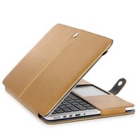 MacBook Retina 13 inch Case,Sammid A1425 /A1502 Duralble Luxury PU Leather Book Style Folio Stand Protection Case Safety Magnetic Closure Typing Viewing Cover for MacBook Retina 13.3 inch - Gold