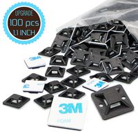 Cable Tie Mount 1.1 Inch 28mm Black Large Squares Adhesive Mounting, 100 Pieces.perfect for Wire Clips Cable Management Zip Tie Anchors,Durability Pro-grade UV Wire Holder