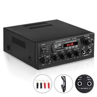 Bluetooth Power Home Audio Amplifier Receiver, ARCHEER 100W HiFi 2 Channel Integrated Stereo Amp System with 2 Mic Jack, Bass&Treble&Echo Control and Power Supply, USB/Bluetooth/TF Card/FM Supported.