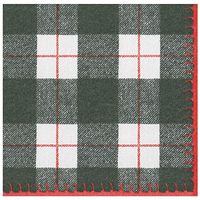 Caspari Plaid Check Paper Linen Dinner Napkins in Black, Four Packs of 12