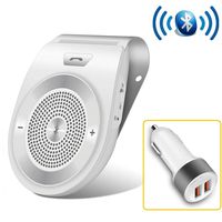 Bluetooth Handsfree for Cell Phone Car Speaker, Aigital Wireless Car Speakerphone on Sun Visor, Clear Sound for Hands Free Calling Music, AUTO Power ON Function and Supports Siri - White