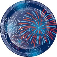 Creative Converting 335432 Patriotic Party Dessert Plates, 7", Red,White and Blue
