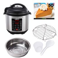 GoWISE USA GW22620 4th-Generation Electric Pressure Cooker with  steam rack, steam basket, rice scooper, and measuring cup, 6 QT