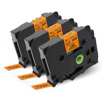 Fimax Compatible Label Tapes Replacement for Brother P-Touch PT-H100 PT-D210 PT-D200 Label Makers 12mm 0.47 TZe-B31 Fluorescent Tapes Black on Orange, 3 Pack