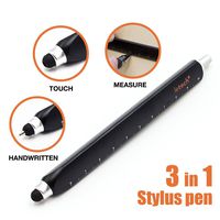 3-in-1 Stylus Pen Executive Ruler Rubber Tip Pen Includes Capacitive Stylus,Ballpoint Pen & Ruler, Durable Metal Barrel and 6mm Rubber Tip, Compatible with All Kinds of Touch Screen Devices Blk