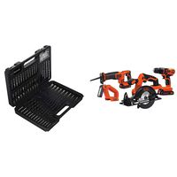 BLACK+DECKER BDA91109 Combination Accessory Set, 109-Piece with Black & Decker BD4KITCDCRL 20V MAX Drill/Driver Circular and Reciprocating Saw Worklight Combo Kit